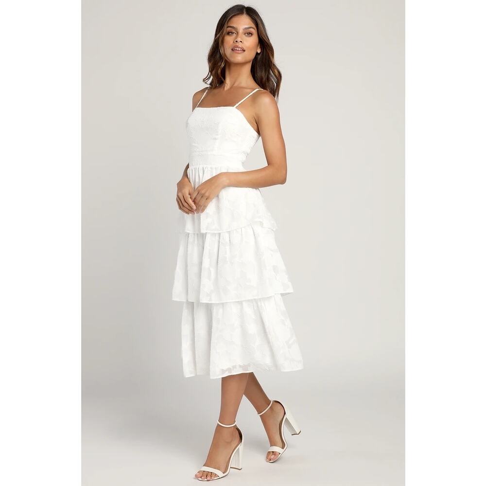 Lulu's White Tiered Midi Dress